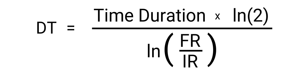 An image showing the formula for calculating cell doubling time.